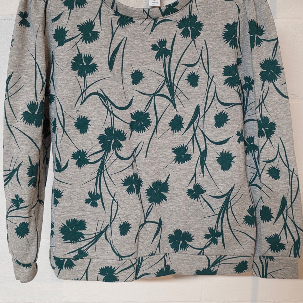 Liz Claiborne Womens‎ M Gray Green Floral Long Sleeve Sweatshirt Pullover Top - Picture 5 of 7